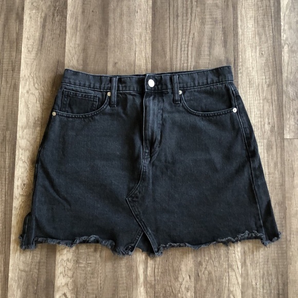 Madewell Rigid Denim A-Line Mini Black Skirt in Lunar Wash 29 - Picture 2 of 8
